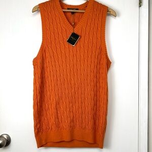 Bobby Jones Collection Vintage DS Cable Knit Sweater Vest sz M Tangerine Golf